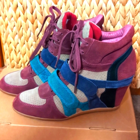 Ash High Top Platform Sneakers Wedges Size 40 9 EUC - Picture 2 of 11